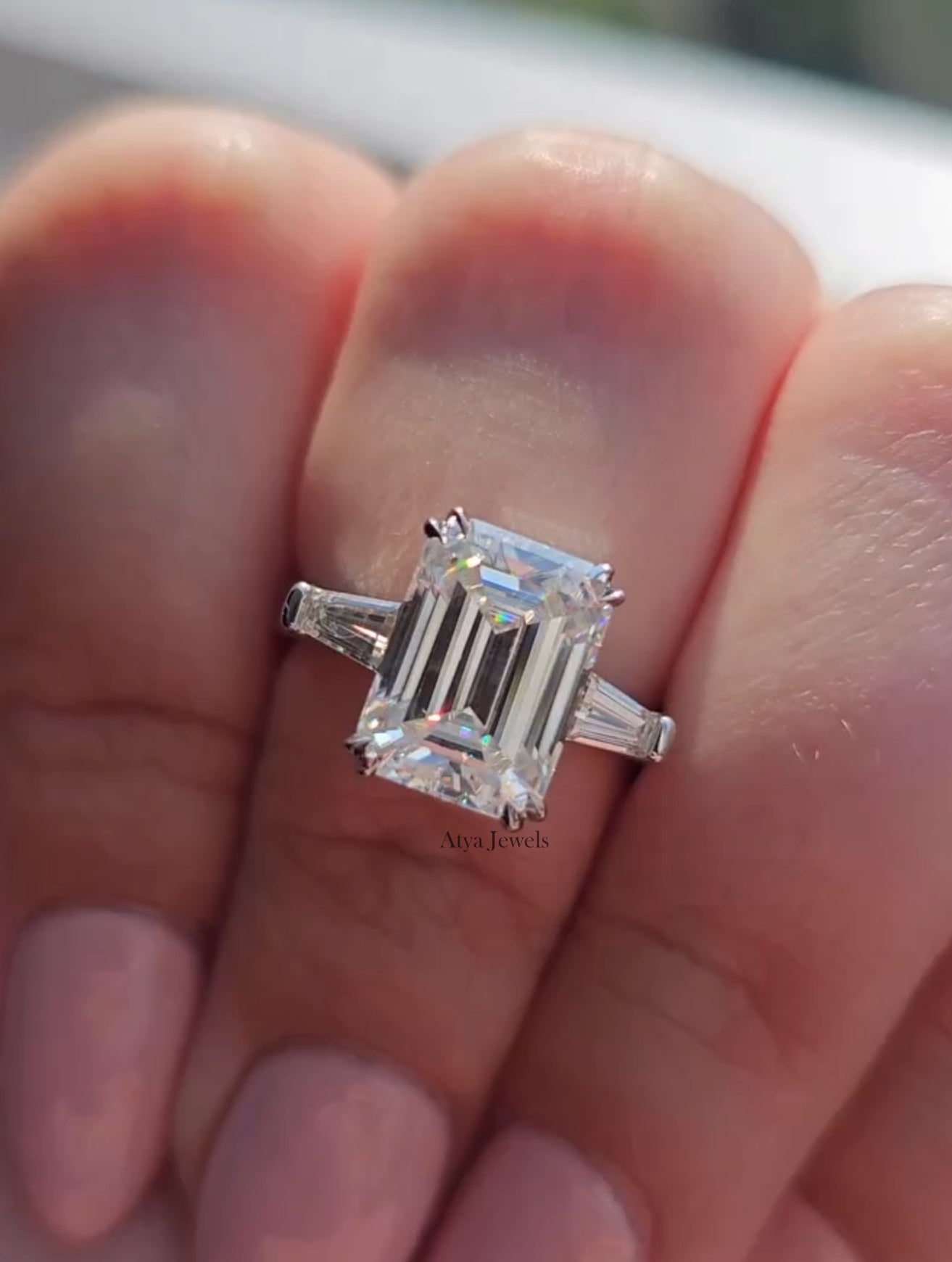 2.50 CT Emerald Cut Moissanite Engagement Ring