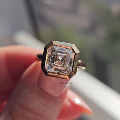 3.00 CT Asscher Cut Moissanite Anniversary Ring