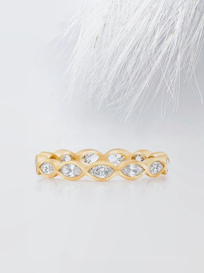 1.50 TCW Bezel Set Marquise Cut Moissanite Eternity Diamond Wedding Band