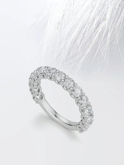 1.00 TCW Round Cut Moissanite Scallop Diamond Wedding Band for Women