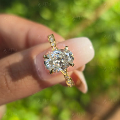 Unique 2.00 CT Oval Cut Art Deco Moissanite Engagement Ring Vintage Ring Celebrity Ring Proposal Ring