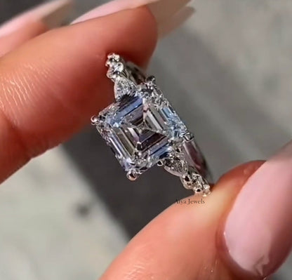 2.00 Ct Asscher Cut Moissanite Anniversary Ring