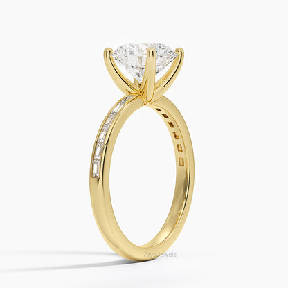 2.00 CT Round Cut Bezel Set Lab Grown Diamond Ring For Women