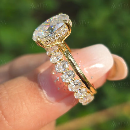 4.00 CT Oval Cut Moissanite Bridal Ring Set Oval Matching Eternity Band Wedding Ring Set Engagement Ring Set
