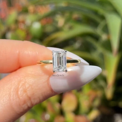 3.00 CT Emerald Cut Moissanite Valentine Ring