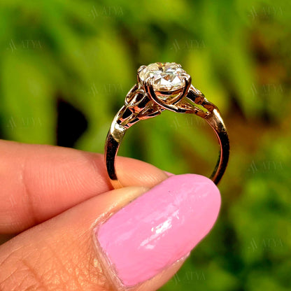 Unique 2.50 CT Oval Cut Moissanite Diamond Engagement Ring Side Nature Inspired Solitaire Ring Promise Ring