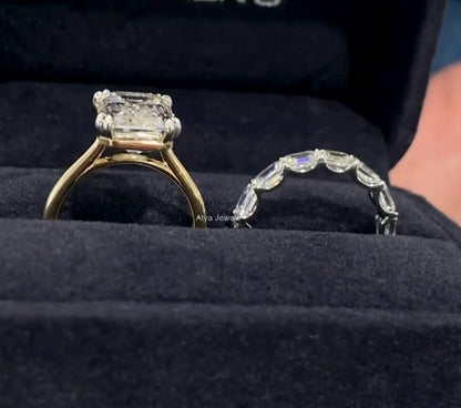 3.50 CT Emerald Cut Moissanite Bridal Wedding Ring Set