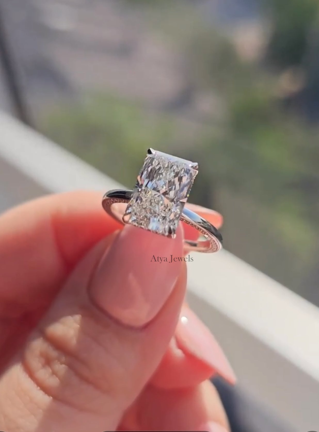 3.00 CT Radiant Cut Moissanite Anniversary Ring