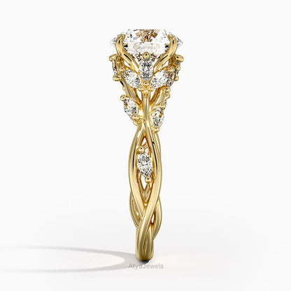 2.00 CT Nature Inspired Round Cut Lab Grown Diamond Ring