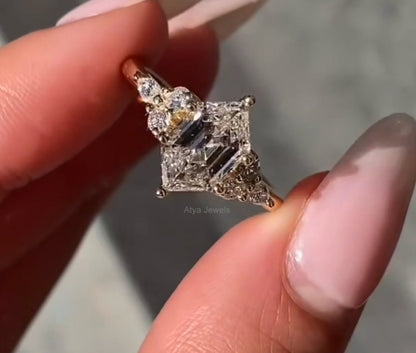 1.50 CT Hexagon Cut Moissanite Engagement Ring