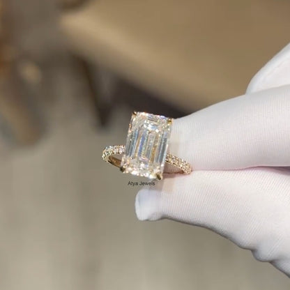 3.00CT Emerald Cut Moissanite Engagement Ring