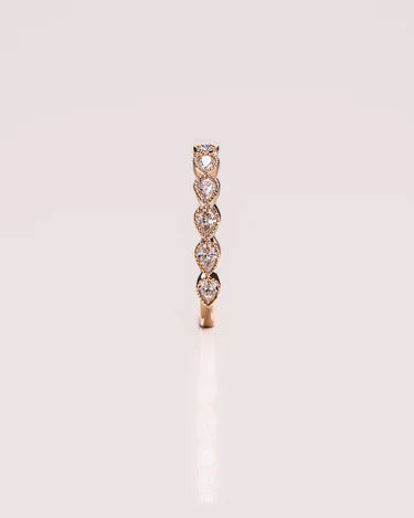 Horizontal Pear Cut Anniversary Wedding Band Lab Grown Diamond Art Deco Band Ring