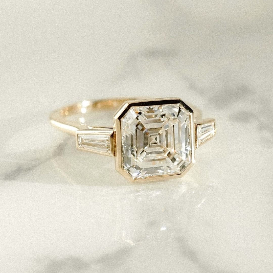 3.00 CT Asscher Cut Moissanite Anniversary Ring