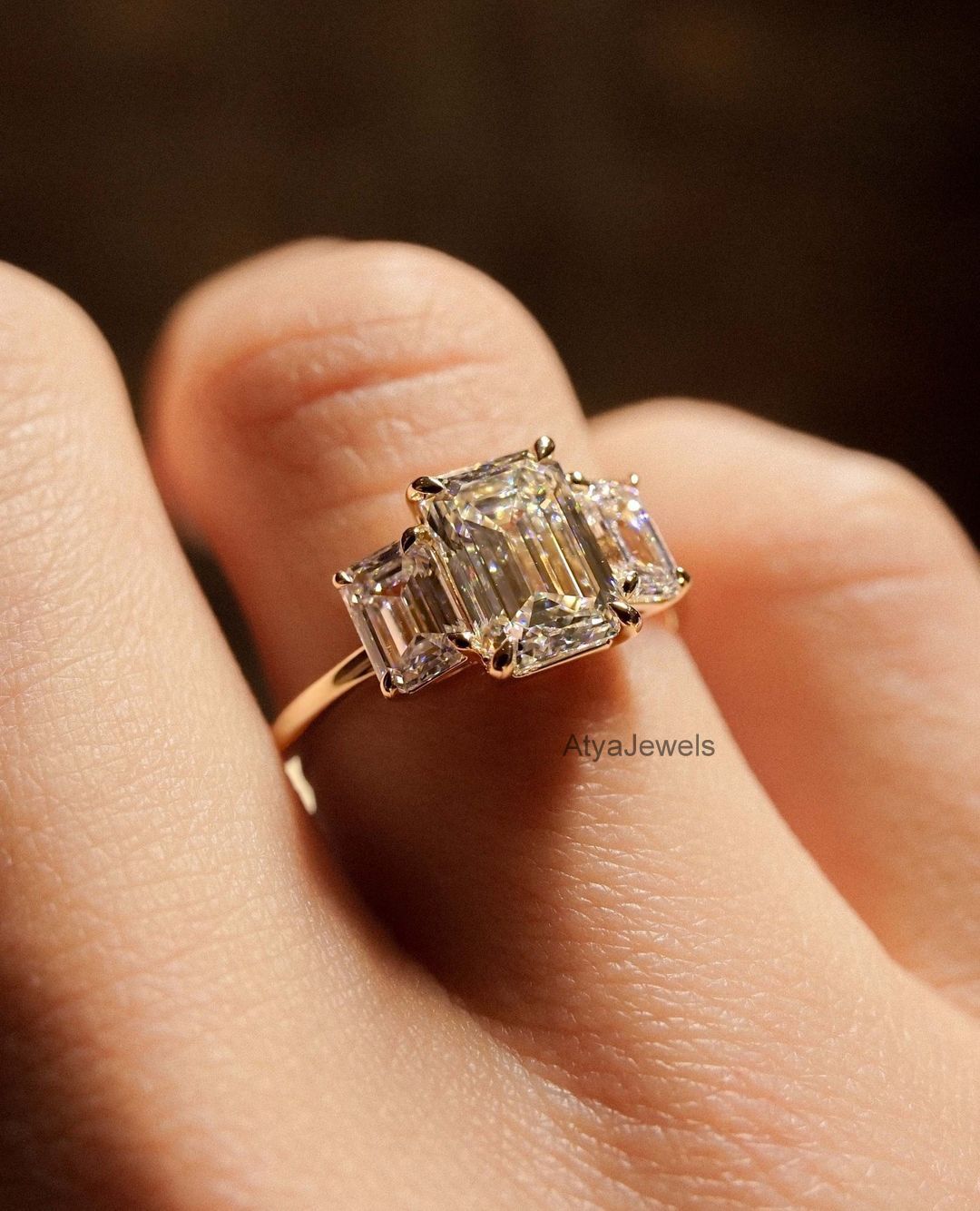 4.00 CT Emerald Cut Moissanite Engagement Ring