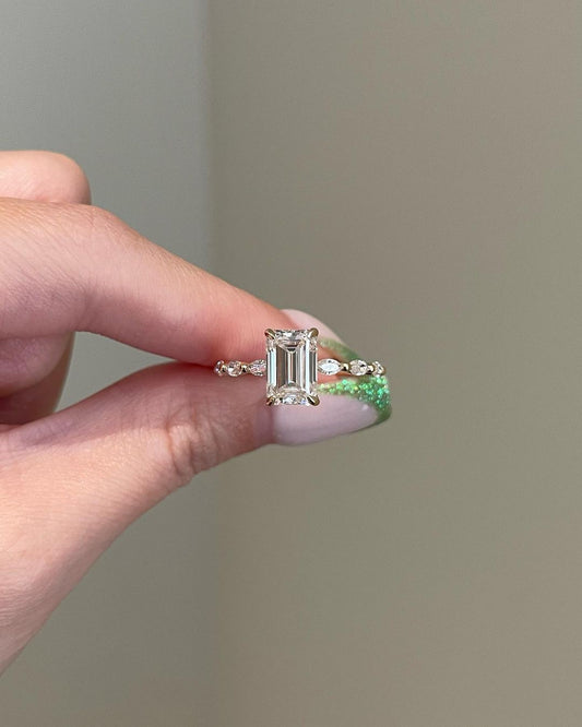 4.00 CT Emerald Cut Moissanite Anniversary Ring