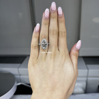 2.50 CT Marquise Cut Lab Grown Diamond Hidden Halo Engagement Ring