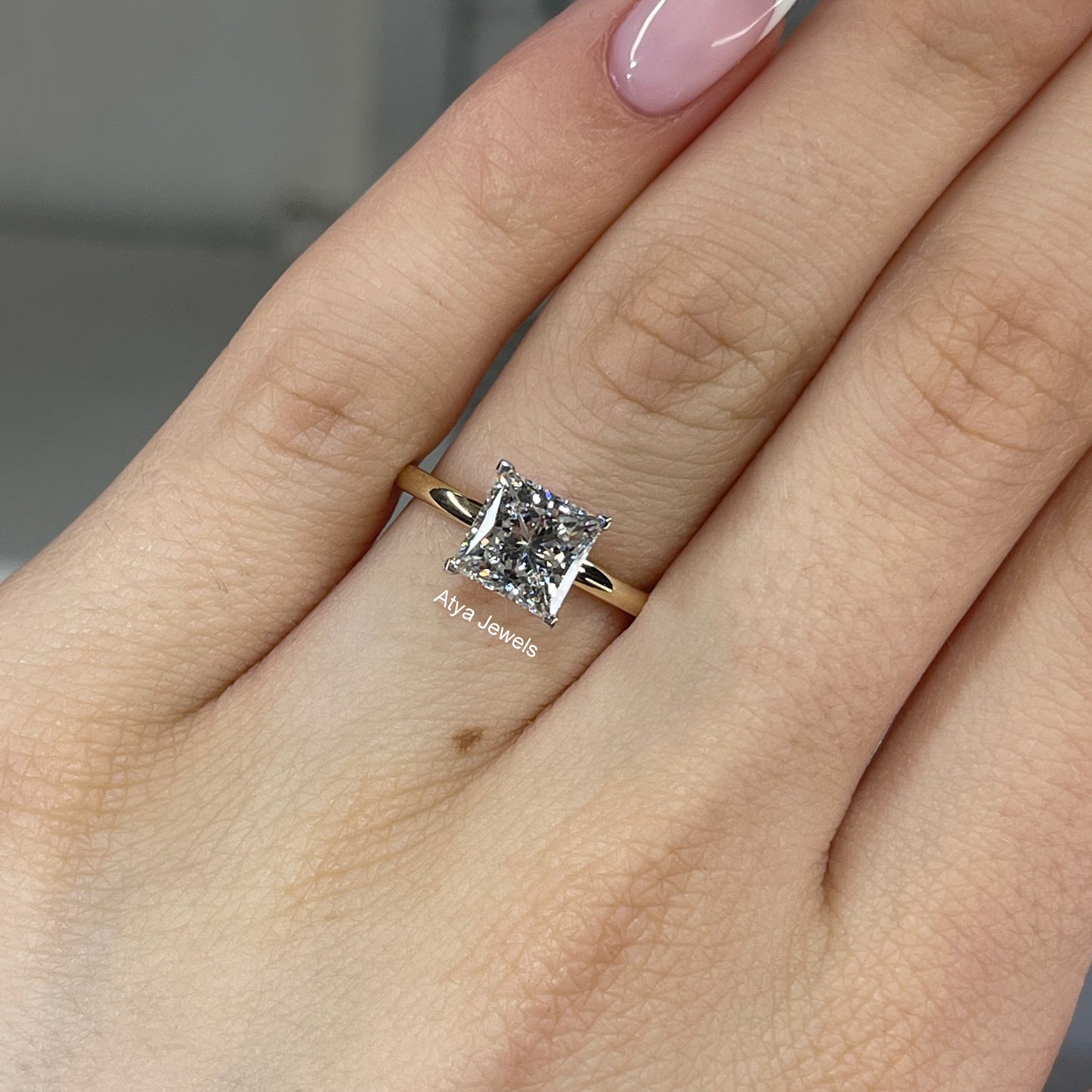 2.00 CT Princess Cut Lab Grown Diamond  Engagement Ring