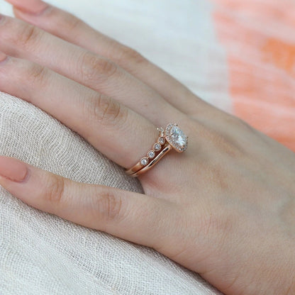 2.00 CT Vintage Cushion Cut Moissanite Halo Bridal Engagement Ring Set