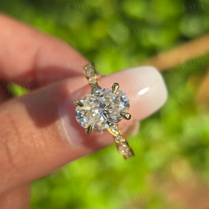 Unique 2.00 CT Oval Cut Art Deco Moissanite Engagement Ring Vintage Ring Celebrity Ring Proposal Ring