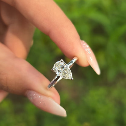 1.25 CT Pear Cut Moissanite Engagement Ring Dainty Ring Daily Wear Ring Gift Ring For Her