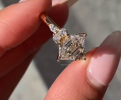 1.50 CT Hexagon Cut Moissanite Engagement Ring