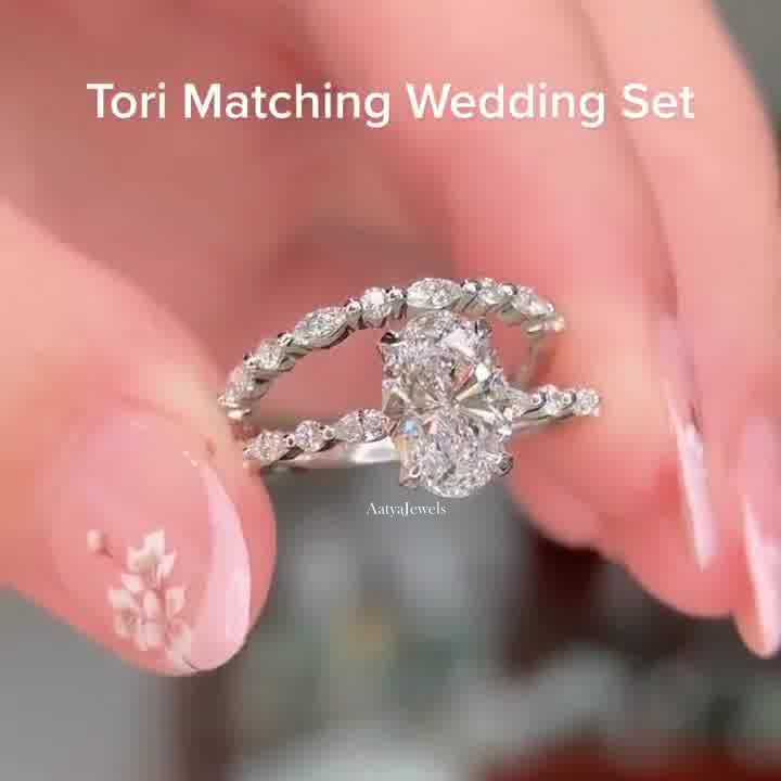 2.50 CT Oval Cut Moissanite Bridal Wedding Ring Set