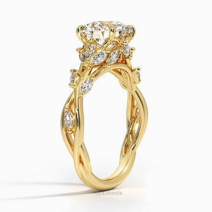 2.00 CT Nature Inspired Round Cut Lab Grown Diamond Ring