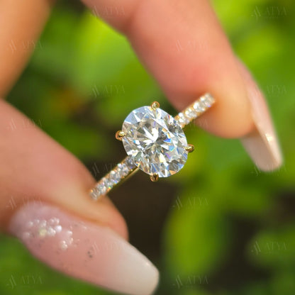 2.00 CT Oval Cut Moissanite Engagement Ring Celebrity Ring Dainty Ring Promise Ring For Her