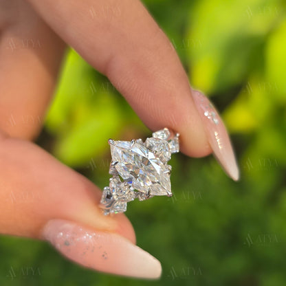2.5 CT Marquise Cut Moissanite Engagement Ring Floral Marquise Cut Wedding Ring Vintage Nature Inspired Ring Gifts For Her