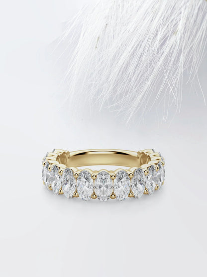 4.00 TCW Oval Cut Moissanite Prong Diamond Wedding Band in White Gold