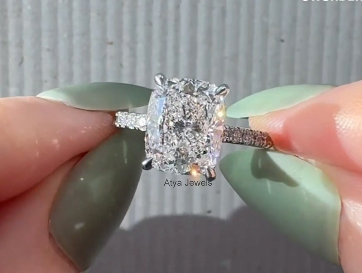 3.50 CT Elongated Cushion Cut Moissanite Engagement Ring