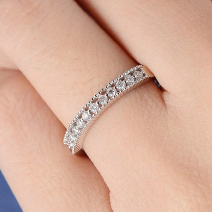 0.15 TCW Round Brilliant Cut Channel Set Half Eternity Wedding Band