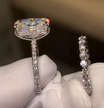 2.50 CT Radiant Cut Moissanite Bridal Wedding Ring Set