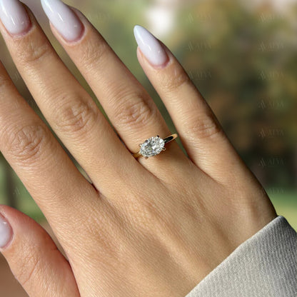 Unique 2.50 CT Oval Cut East-West IGI Certified Lab Grown Diamond Solitaire Claw Prong Engagement Ring