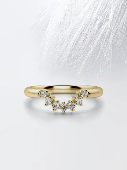 0.25 TCW Round Cut Moissanite Curved Diamond Wedding Band in White Gold