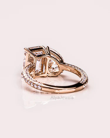 5.50 TCW Pear & Emerald Cut Moissanite Wedding Ring