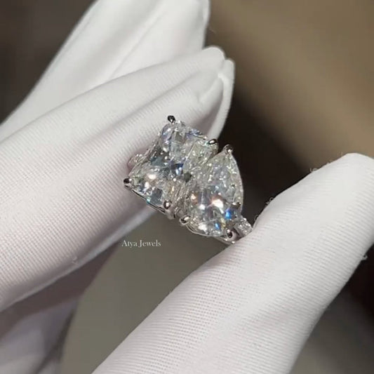 5.50 TCW Radiant And Pear Cut Moissanite Engagement Ring