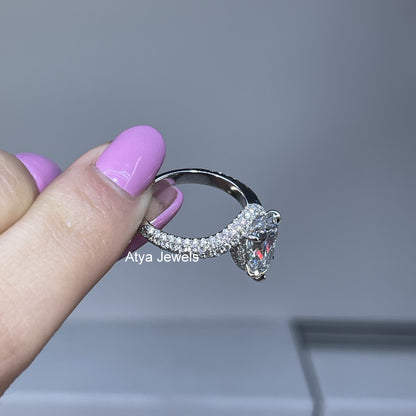 3.00 CT Pear Cut Lab Grown Diamond Engagement Ring