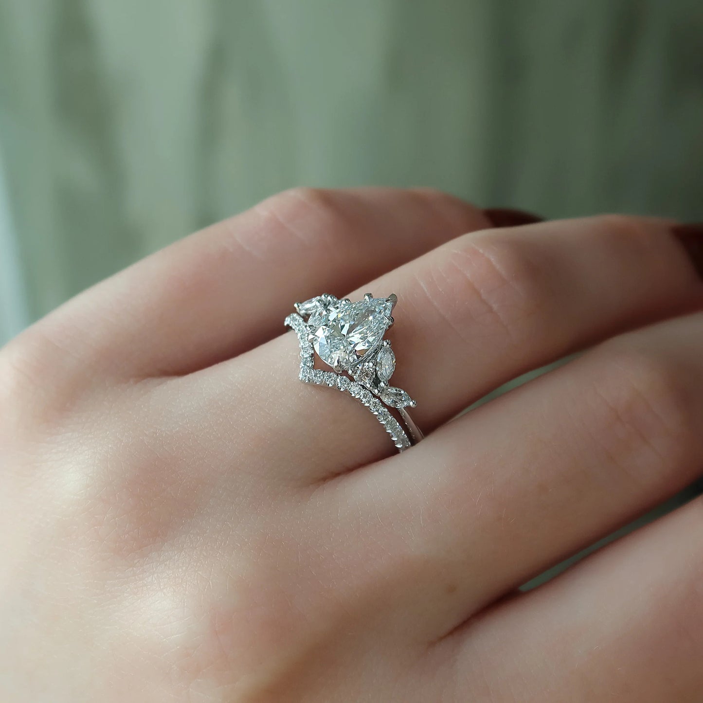 3.00 CT Pear Cut Moissanite Engagement Ring