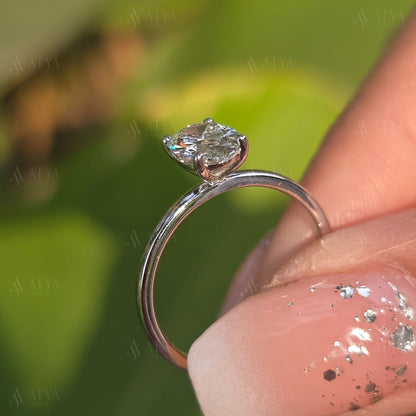 1.25 CT Oval Cut Moissanite Engagement Ring Dainty Ring Minimalist Ring Promise Ring Bridal Ring Set