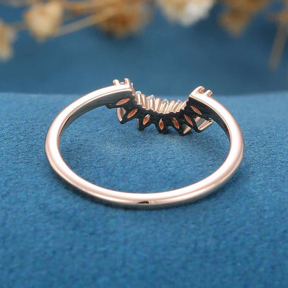 0.75 TCW Marquise Shaped Moissanite Curved Wedding Band