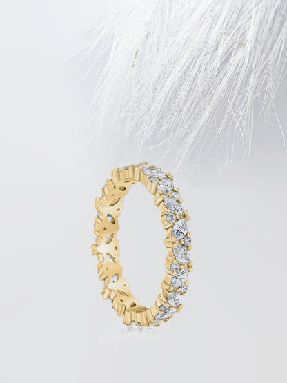 2.50 TCW MARQUISE & ROUND CUT MOISSANITE FULL ETERNITY DIAMOND WEDDING BAND