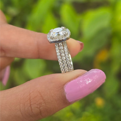 2.00 CT Cushion Cut Moissanite Bridal Ring Set Double Claw Prong Wedding Ring Set For Her Anniversary Ring