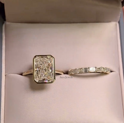 2.50 CT Radiant Cut Moissanite Bridal Wedding Ring Set