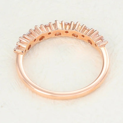 0.70 TCW Round Shaped Moissanite Cluster Wedding Band