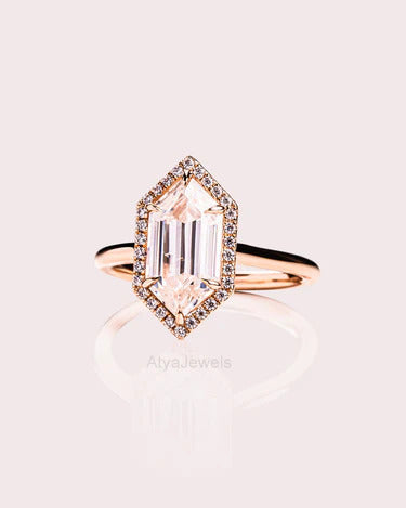 2.50 CT Hexagon Cut Moissanite Valentine Ring