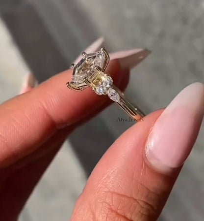 1.50 CT Hexagon Cut Moissanite Engagement Ring