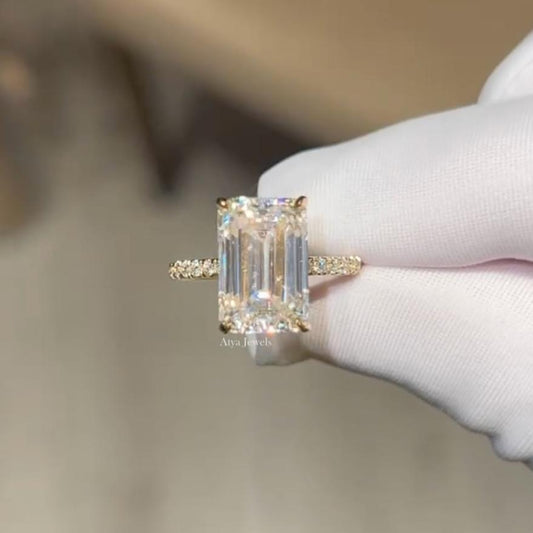 3.00CT Emerald Cut Moissanite Engagement Ring