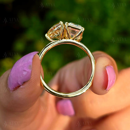 5.00 TCW Pear & Emerald Cut Toi Et Moi Moissanite Engagement Ring Toi Et Moi Promise Ring For Her