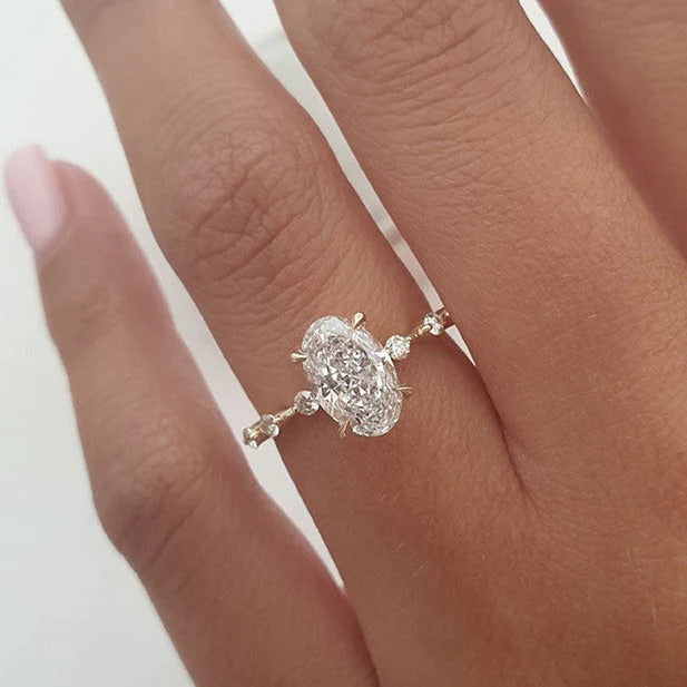 3.00 CT Oval Cut Moissanite Engagement Ring